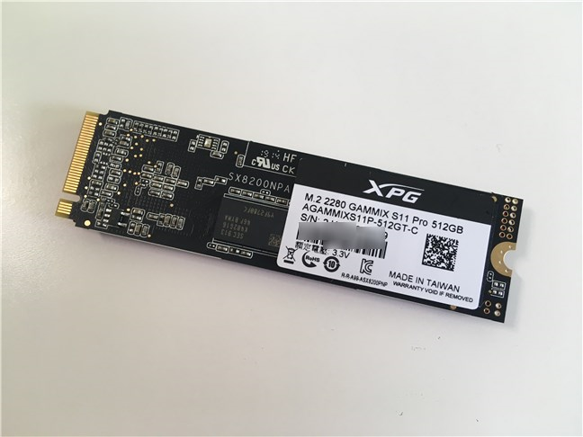 The back of the ADATA XPG Gammix S11 Pro SSD