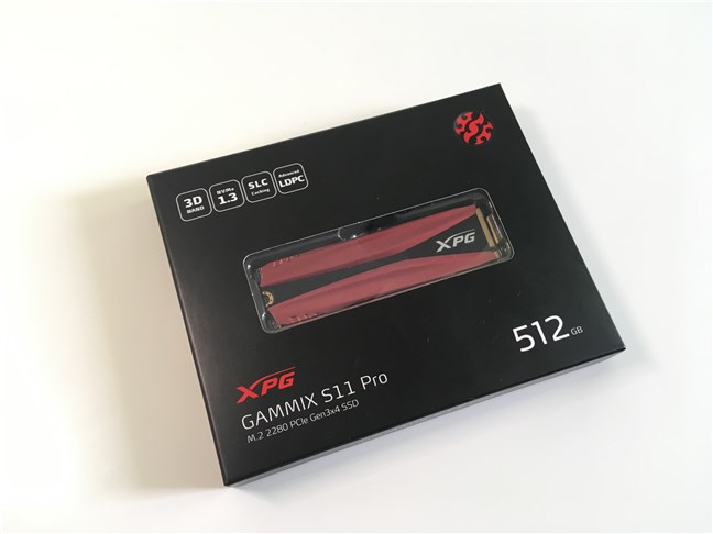 The packaging used for the ADATA XPG Gammix S11 Pro SSD