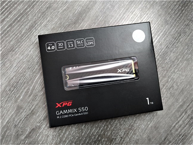 The box of the ADATA XPG Gammix S50 SSD
