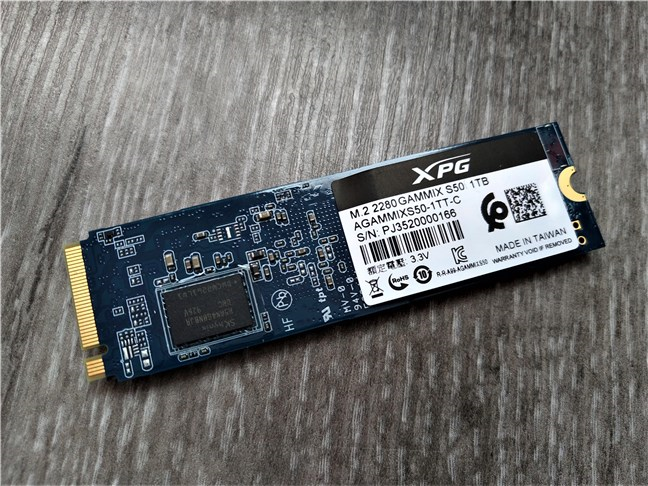 The back of the ADATA XPG Gammix S50 SSD