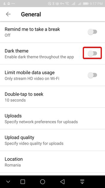 Turn on the Dark mode for YouTube on Android