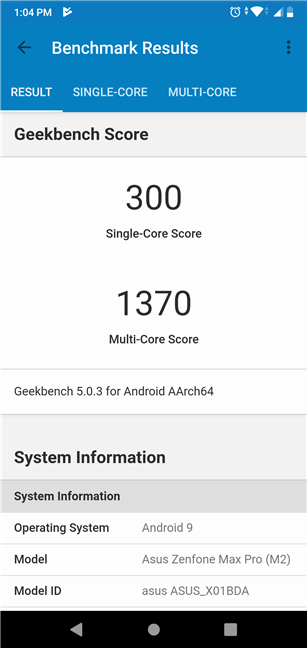 ASUS ZenFone Max Pro (M2): Benchmark results in Geekbench 5