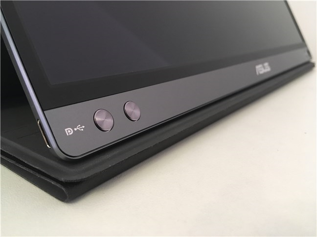 The physical buttons on the ASUS ZenScreen MB16AC