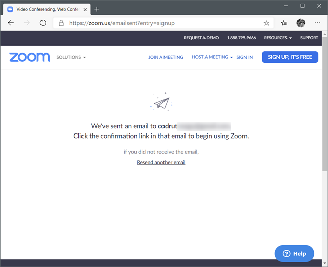 Zoom sends an activation email