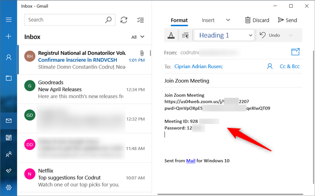 Sending a predefined Zoom Meeting invitation via email