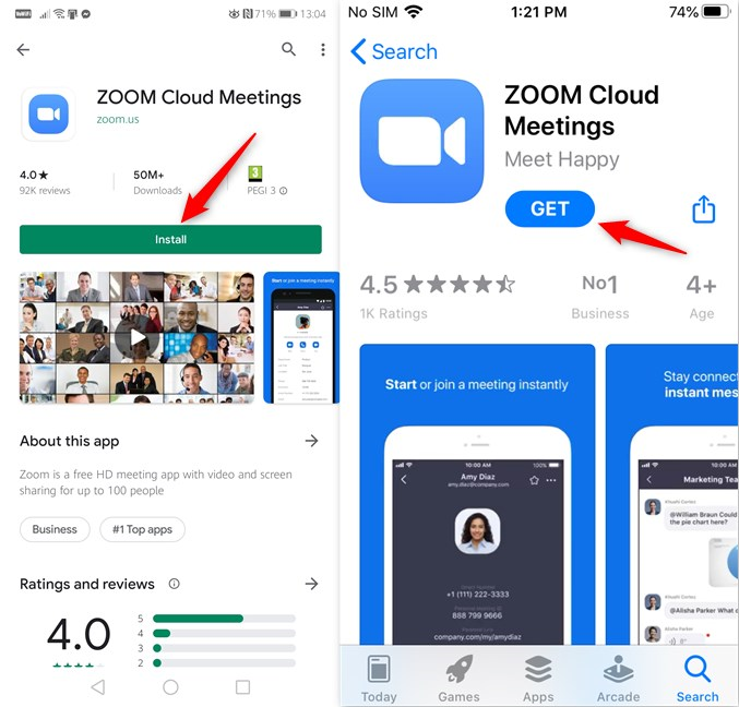 Installing the Zoom Cloud Meetings app on Android and iOS