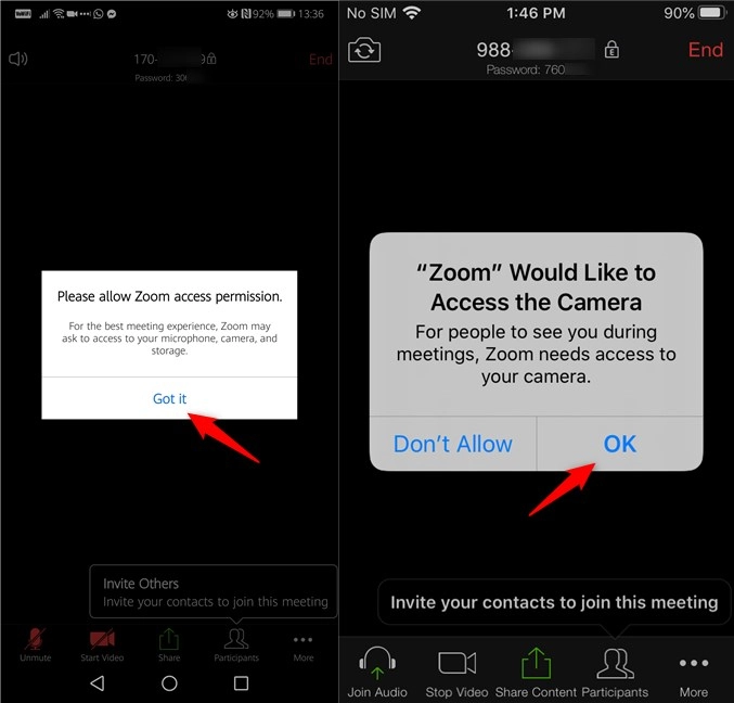 Giving the Zoom apps the permissions