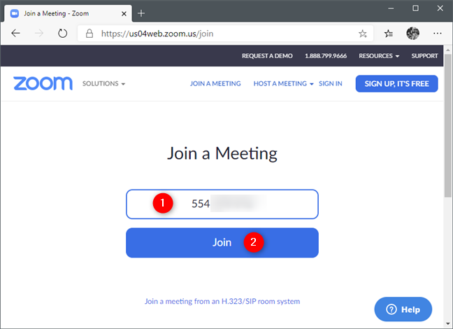 The Join a Meeting webpage on Zoom's website