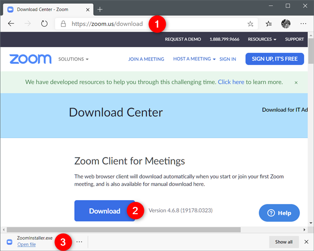 Downloading and running the Zoom Client for Meetings app