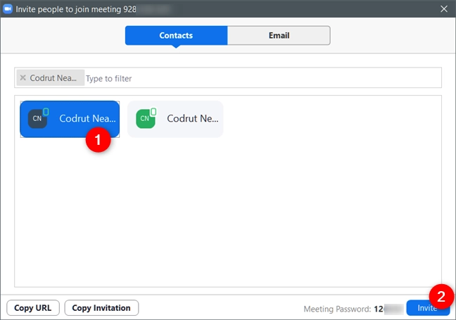 Adding Zoom Contacts to the meeting