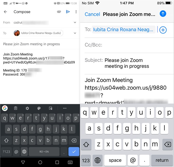 Sending a Zoom Meeting invitation by email