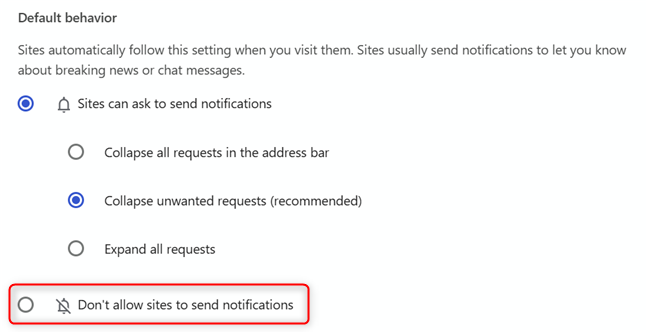 Turn off all notifications in Google Chrome