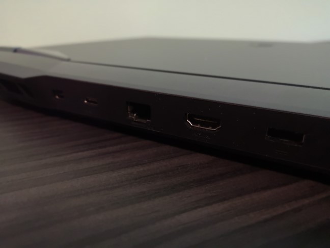 MSI GE66 Raider 10SGS gaming laptop: IO ports on its rear