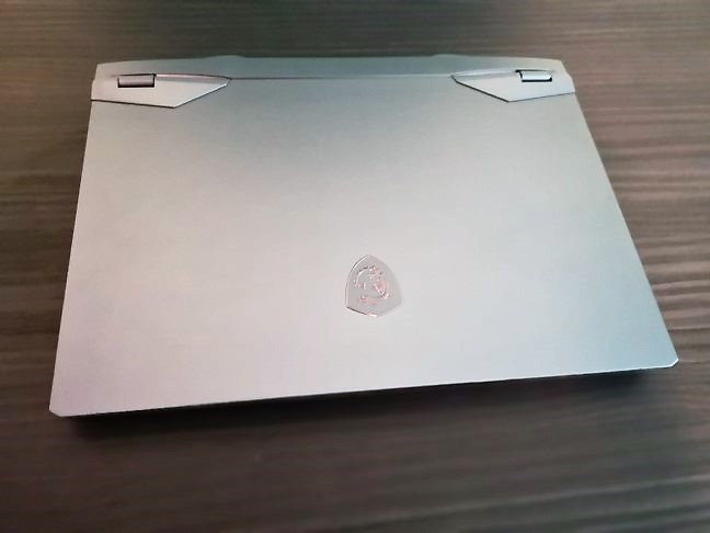 The MSI GE66 Raider 10SGS gaming laptop (view of the screen lid)