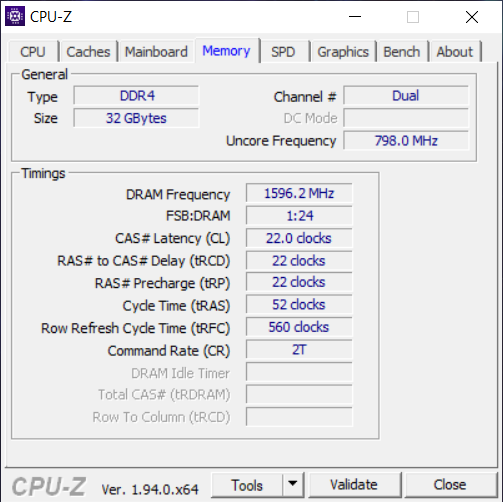 Details about the RAM, from CPU-Z