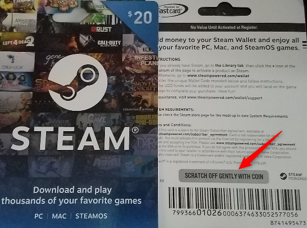 Scratch the code for your Steam gift card