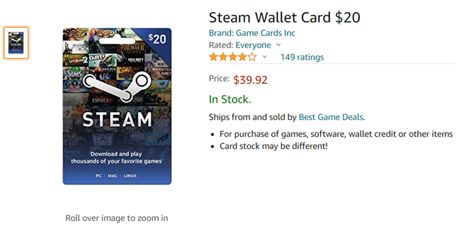 You can find Steam Wallet Cards on Amazon