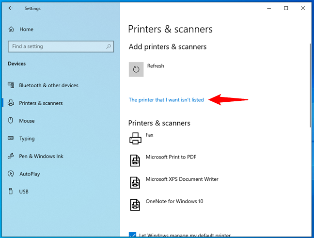 The printer that I want isn't listed in Windows 10