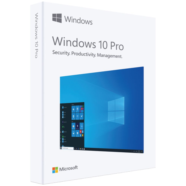 The retailed packaging for Windows 10 Pro