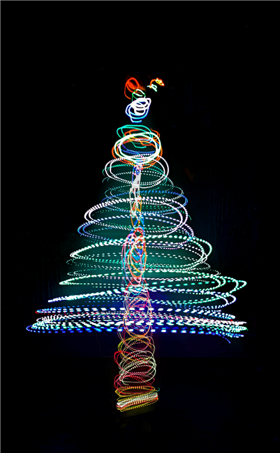 Light-painted Christmas tree