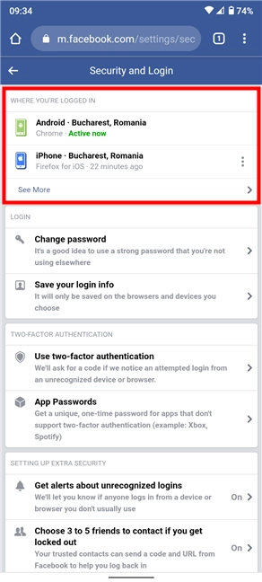Instructions on how to log out of Facebook are the same for all browsers from this point