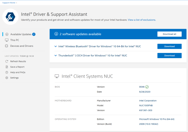 You should use the Intel Driver & Support Assistant