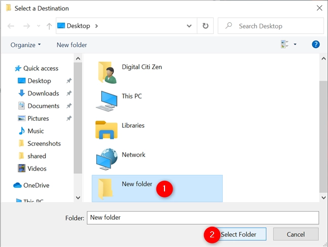 Choose the new Windows 10 screenshots location