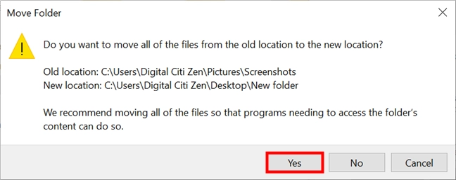 Move all captures to the new Windows 10 Screenshots folder