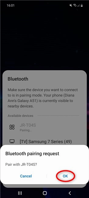 How to add a Bluetooth device from Quick Settings