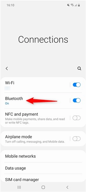 Tap on the Bluetooth Android setting on Samsung