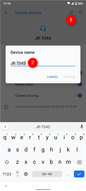 How to rename a Bluetooth device