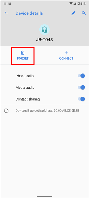 How to remove a Bluetooth device on Android