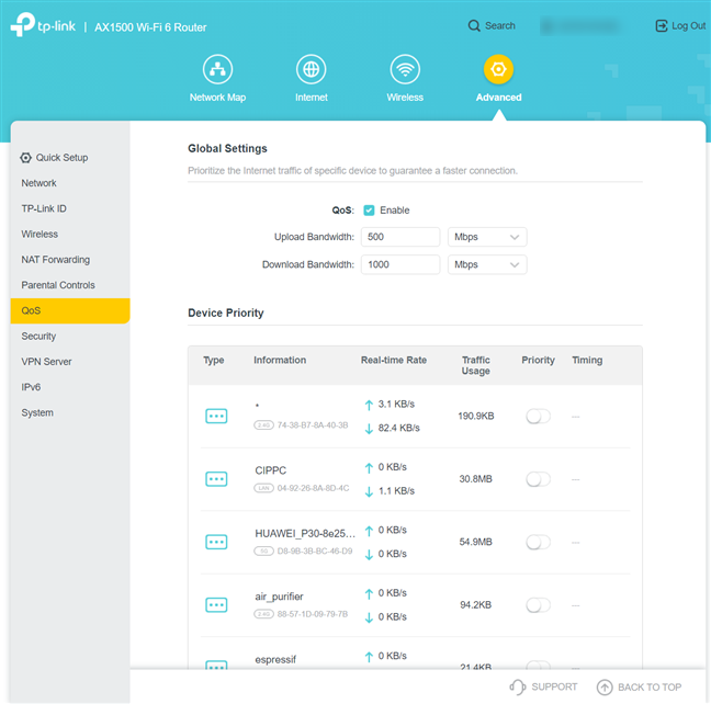 TP-Link Archer AX10 - advanced settings