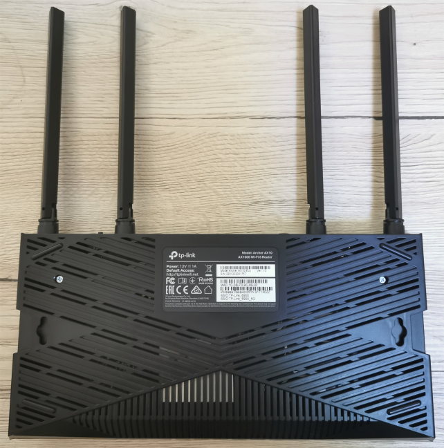 The bottom side of the TP-Link Archer AX10