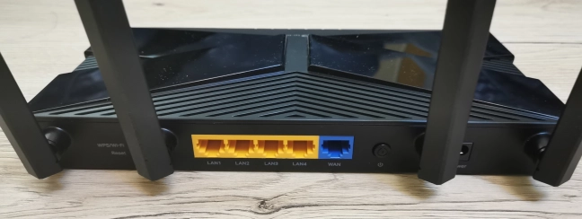 The ports on the back of the TP-Link Archer AX10