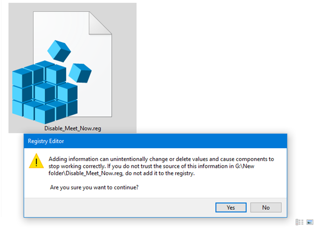 Run the Disable_Meet_Now.reg file and confirm