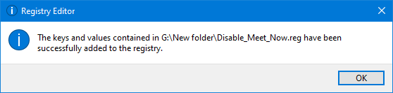 The registry keys have been successfully added