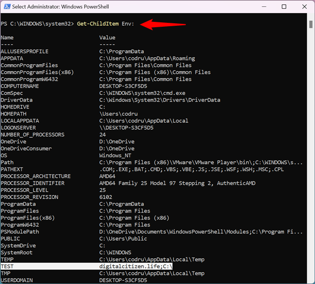 How to see all the environment variables in PowerShell