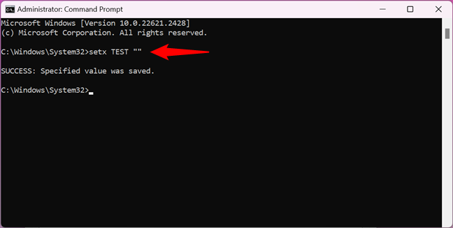 How to clear an environment variable with Command Prompt