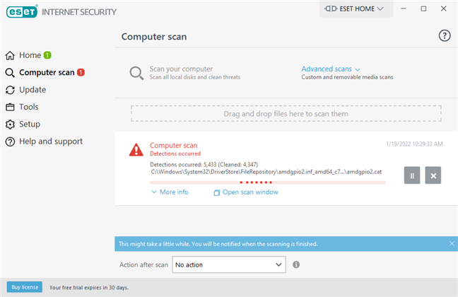 Threats found by ESET Internet Security