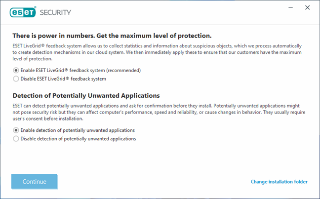 Enable ESET LiveGrid and the detection of PUPs