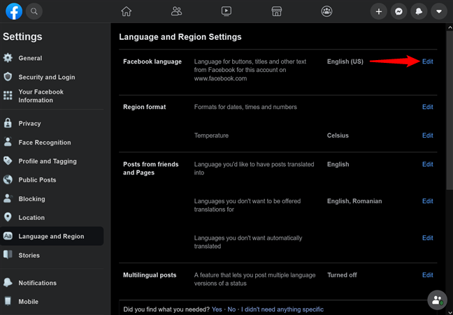 How to change Facebook language from your browser on Windows and Mac