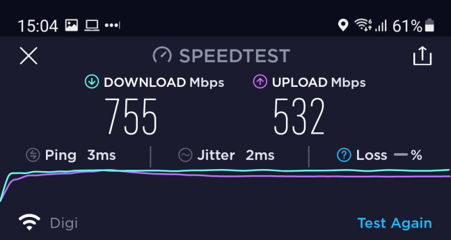 Samsung Galaxy S20 FE 5G - WiFi 6 benchmark results