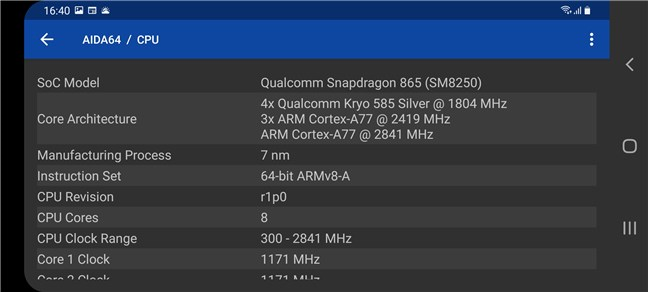 Samsung Galaxy S20 FE 5G: Processor details