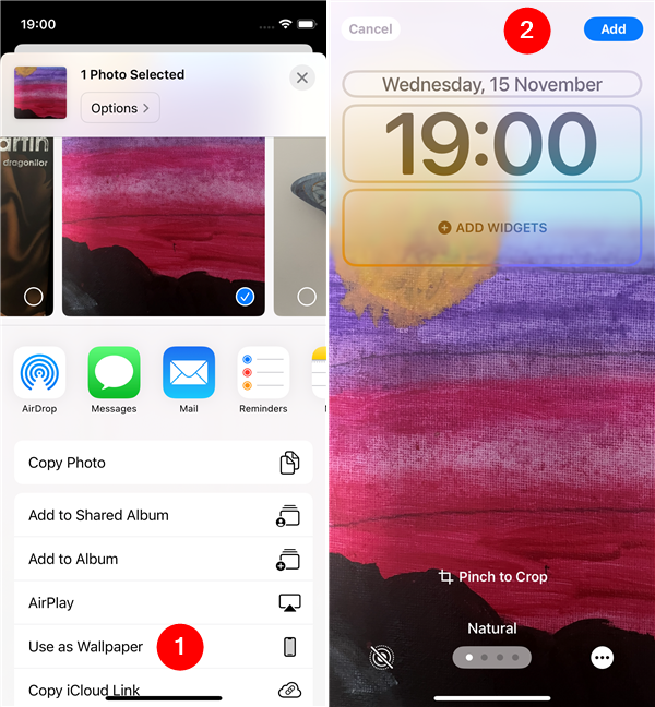 How to set a photo as an iPhone's background from the Photos app