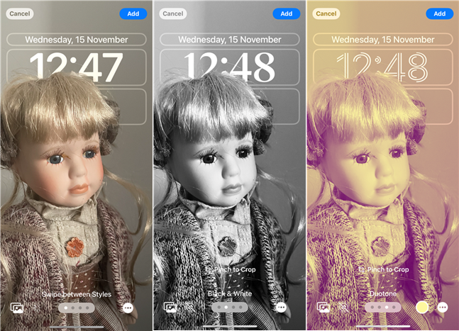 Select a different style for a photo wallpaper on your iPhone