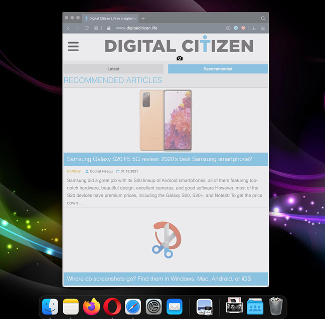 Grab a window or menu in your mac os screenshot