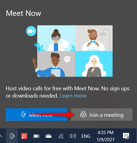 Click or tap Join a meeting