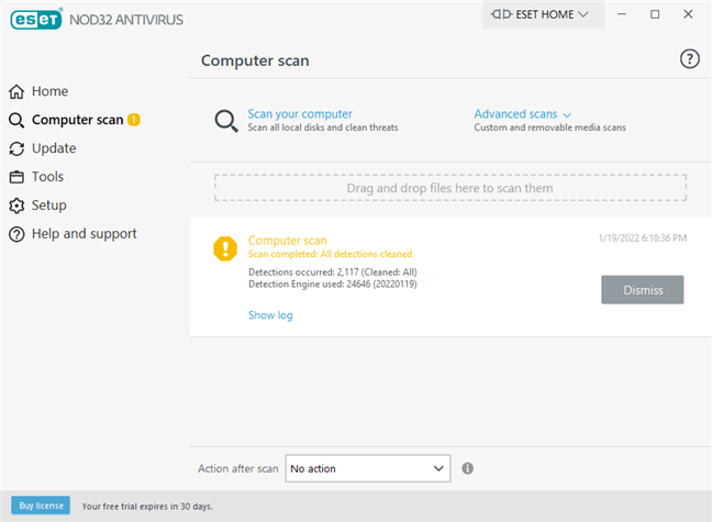 ESET NOD32 Antivirus detecting and removing malware infections