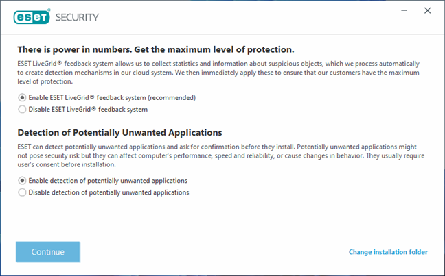 Enabling ESET LiveGrid and the detection of potentially unwanted programs